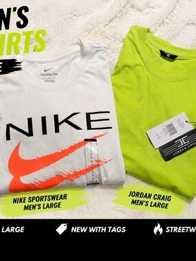Men’s Large Nike + Jordan Craig Graphic T-Shirt Bundle NWT Streetwear Neon